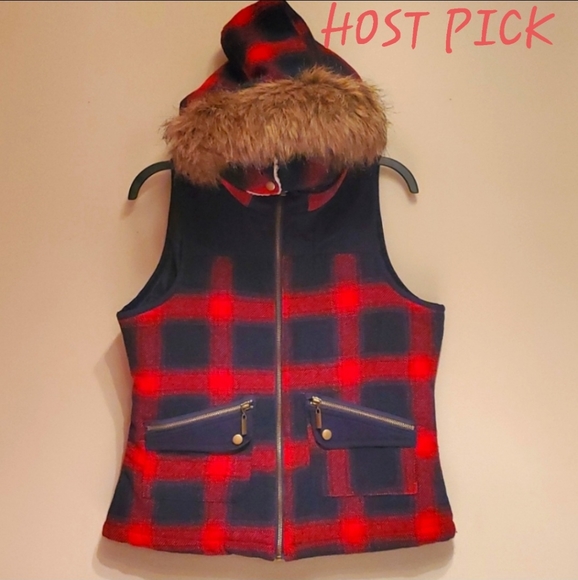 Mossimo Supply Co. Jackets & Blazers - Mossimo plaid hoodie vest